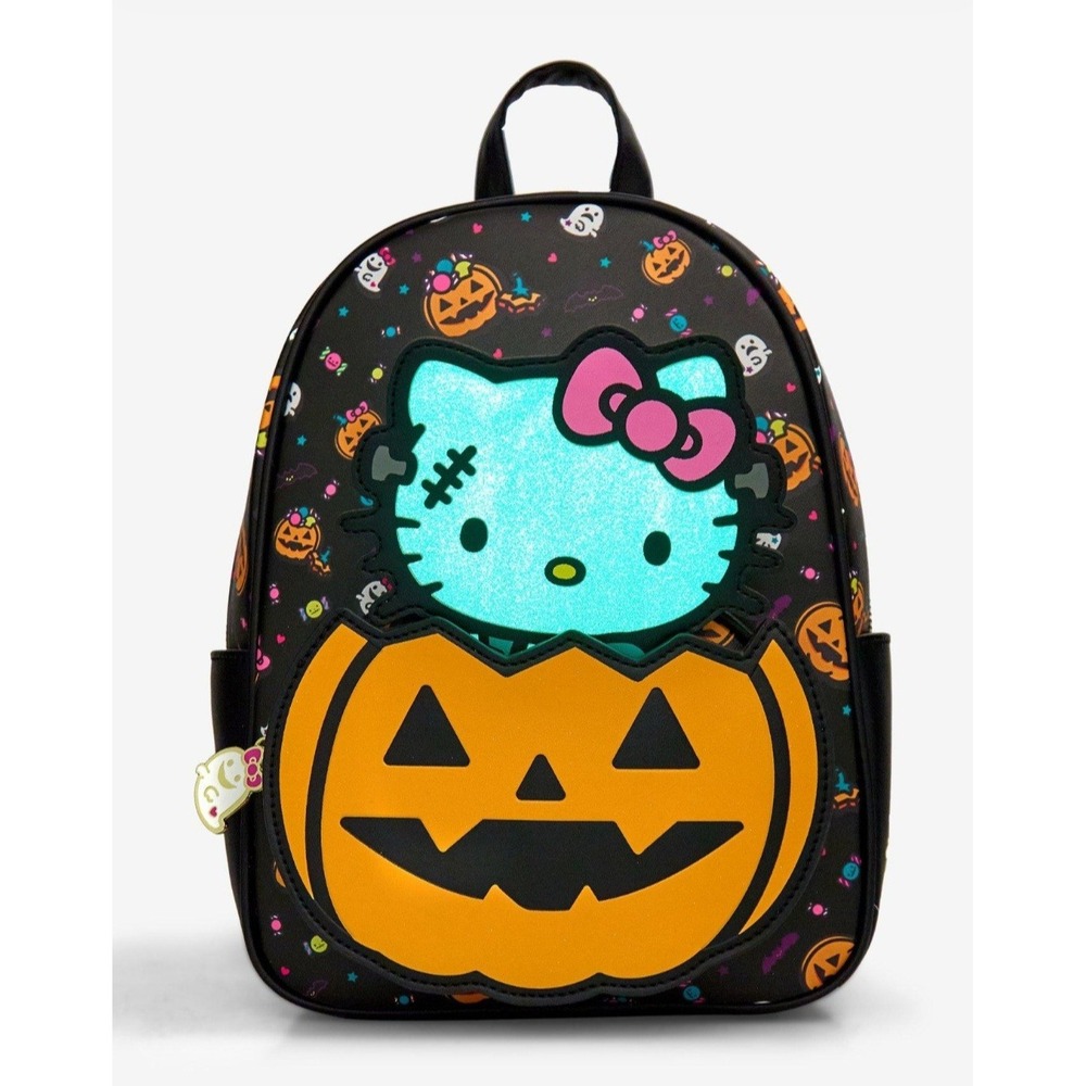 NEW! Her Universe Hello Kitty Zombie Pumpkin Glow-In-The-Dark Halloween Backpack